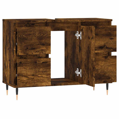 Smoked Oak Bathroom Cabinet - 80x33x60cm Engineered Wood
