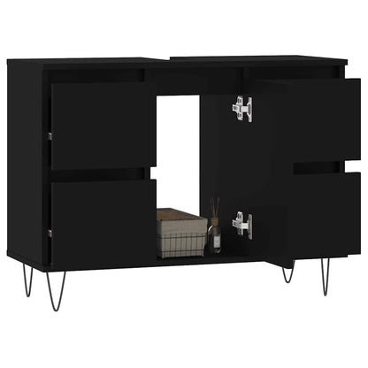 Black Engineered Wood Bathroom Cabinet 80x33x60 cm
