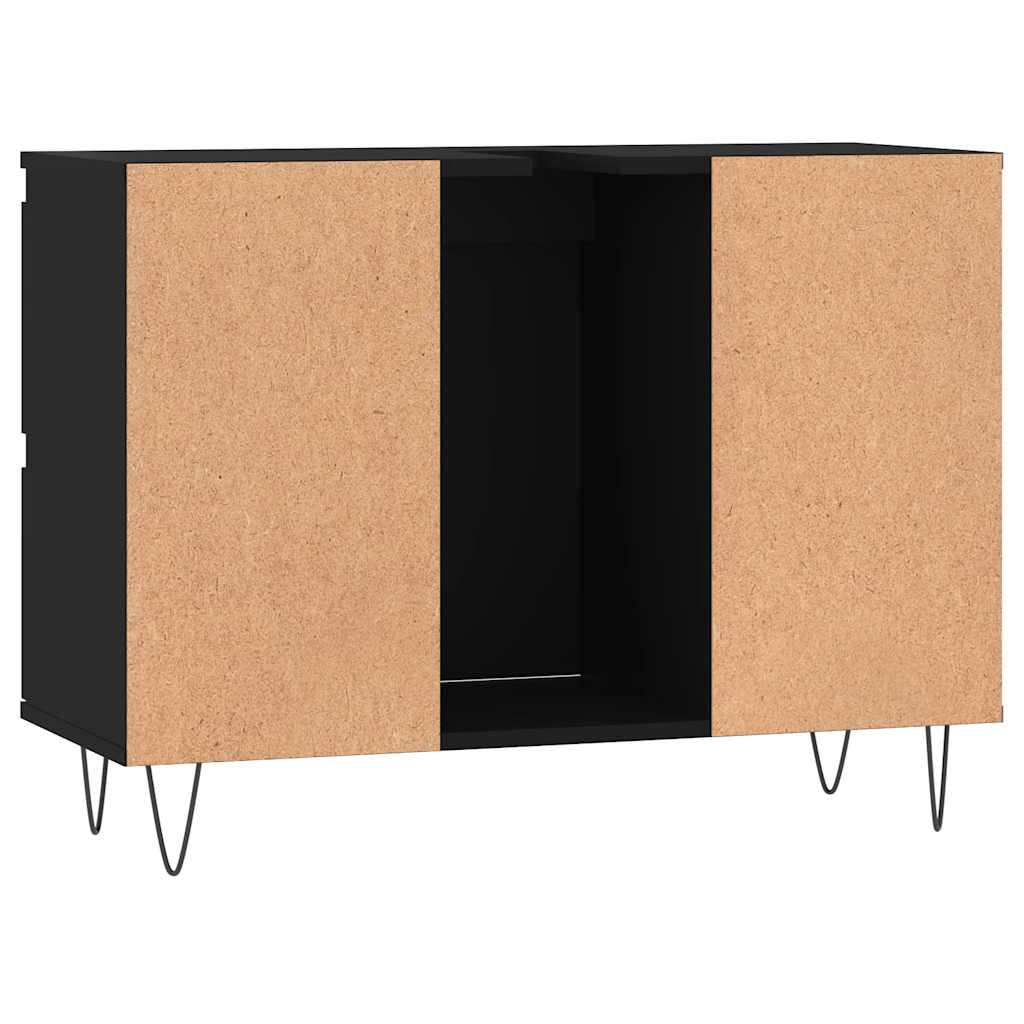 Black Engineered Wood Bathroom Cabinet 80x33x60 cm