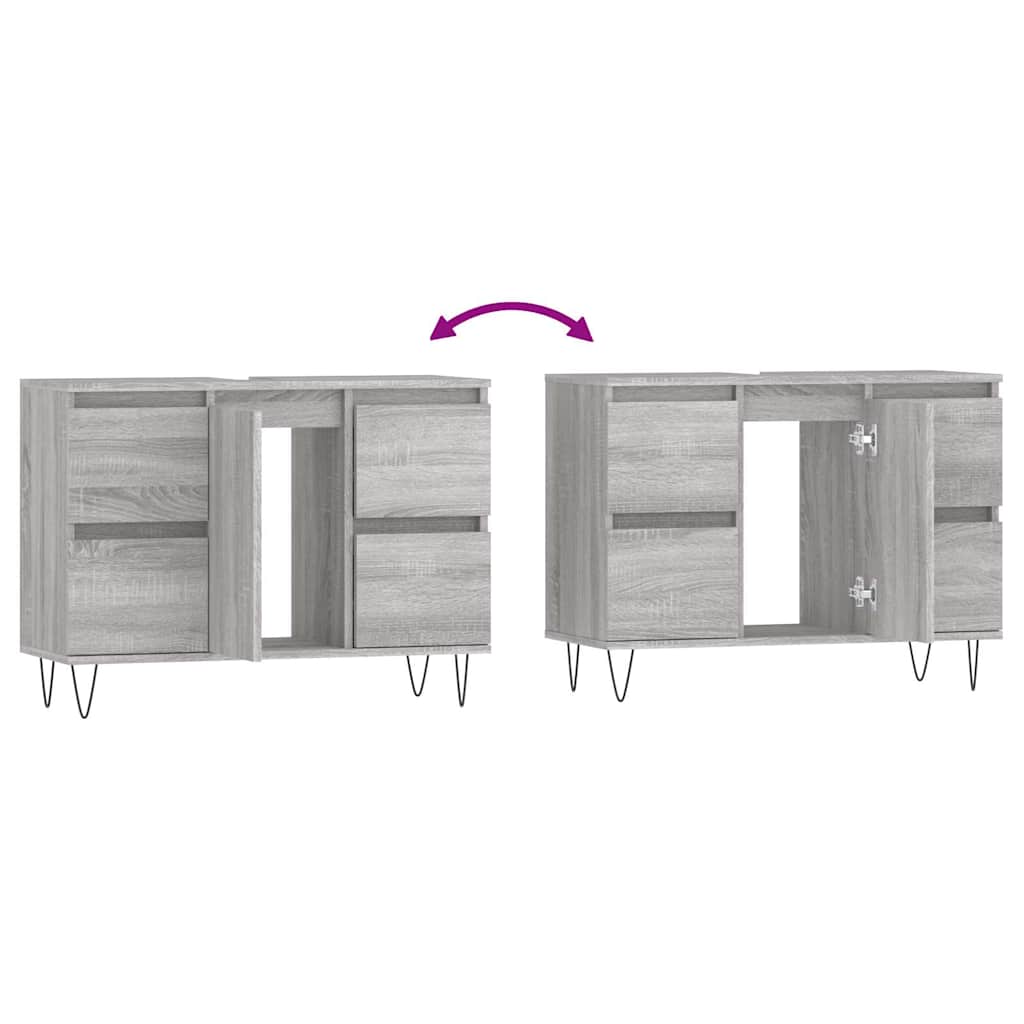 Sonoma Grey Bathroom Cabinet - Engineered Wood 80x33x60 cm