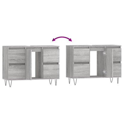 Sonoma Grey Bathroom Cabinet - Engineered Wood 80x33x60 cm