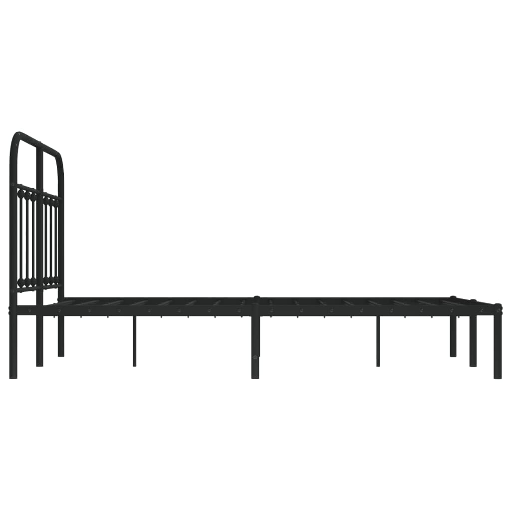 Black Metal Bed Frame with Headboard, 120x190cm, No Mattress