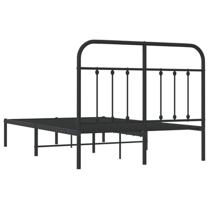 Black Metal Bed Frame with Headboard, 120x190cm, No Mattress