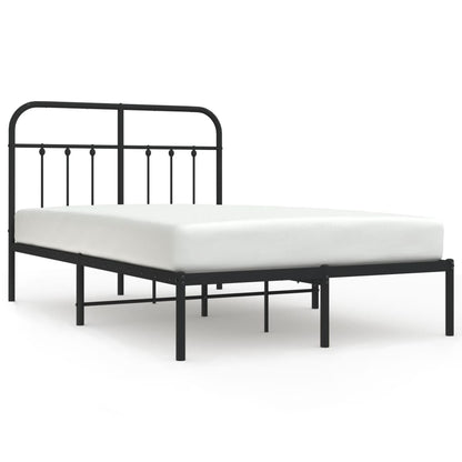 Black Metal Bed Frame with Headboard, 120x200cm, No Mattress