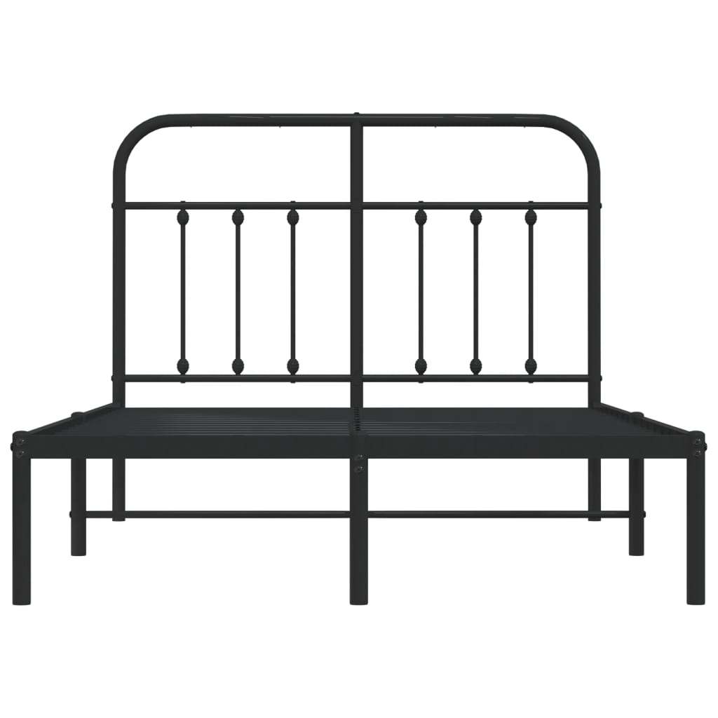 Black Metal Bed Frame with Headboard, 120x200cm, No Mattress