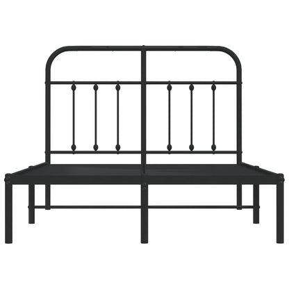 Black Metal Bed Frame with Headboard, 120x200cm, No Mattress