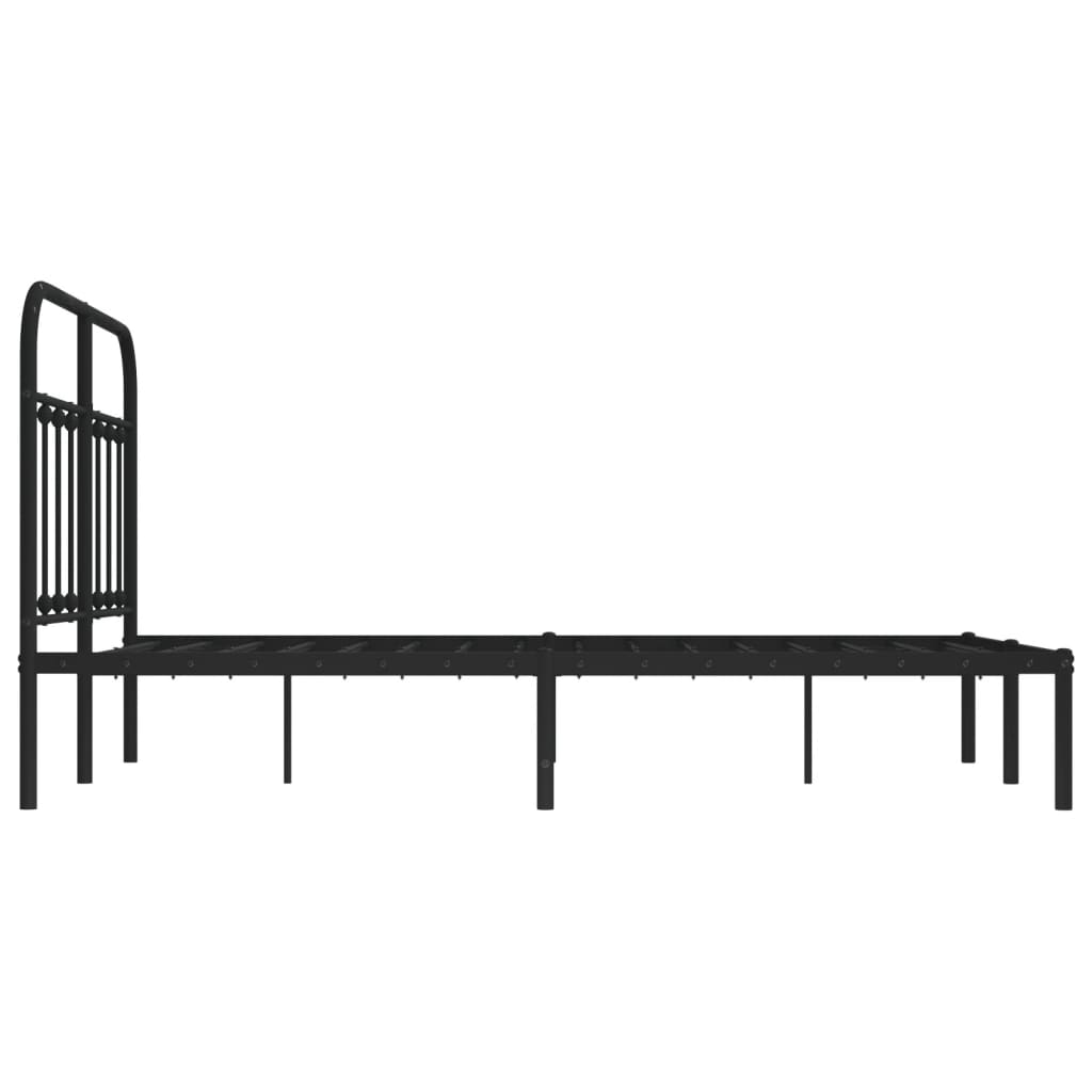 Black Metal Bed Frame with Headboard, 120x200cm, No Mattress
