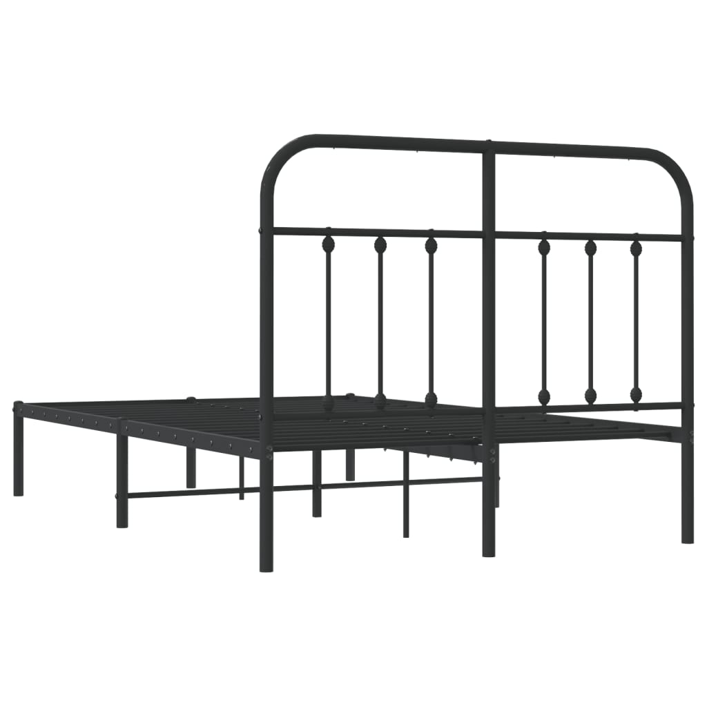 Black Metal Bed Frame with Headboard, 120x200cm, No Mattress