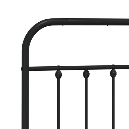 Black Metal Bed Frame with Headboard, 120x200cm, No Mattress