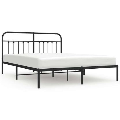 Black Metal Bed Frame with Headboard - 183x213cm, No Mattress