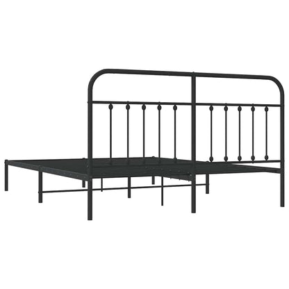 Black Metal Bed Frame with Headboard - 183x213cm, No Mattress