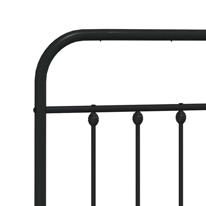 Black Metal Bed Frame with Headboard - 183x213cm, No Mattress
