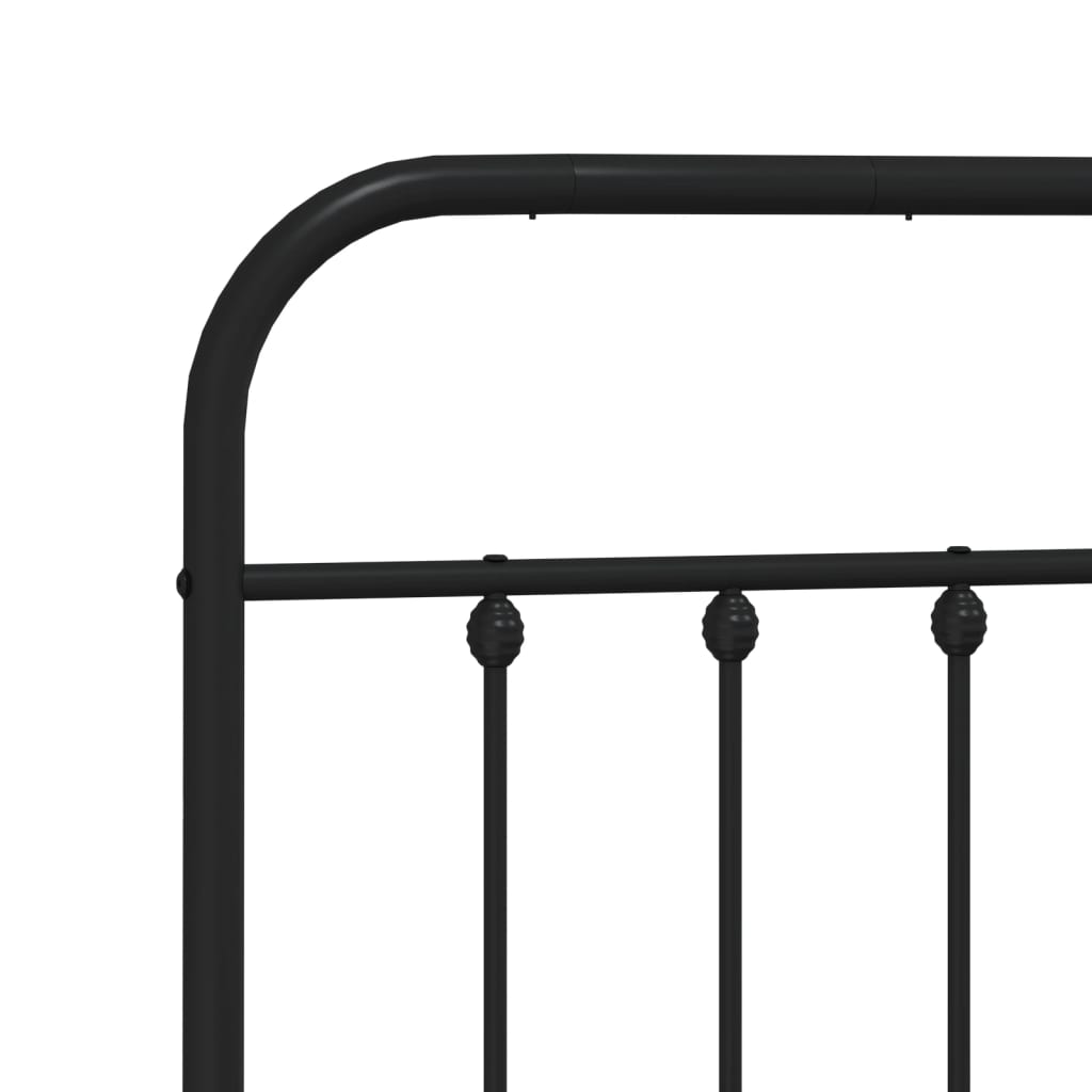 Elegant Black Metal Bed Frame with Headboard, 200x200cm