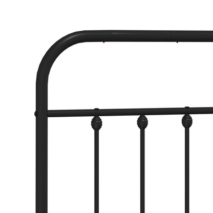 Elegant Black Metal Bed Frame with Headboard, 200x200cm
