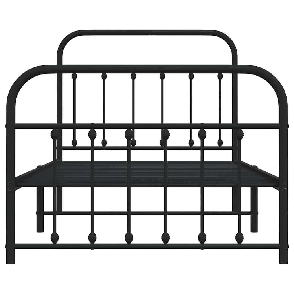 Sleek Black Metal Bed Frame with Footboard - 100x190cm