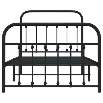 Sleek Black Metal Bed Frame with Footboard - 100x190cm