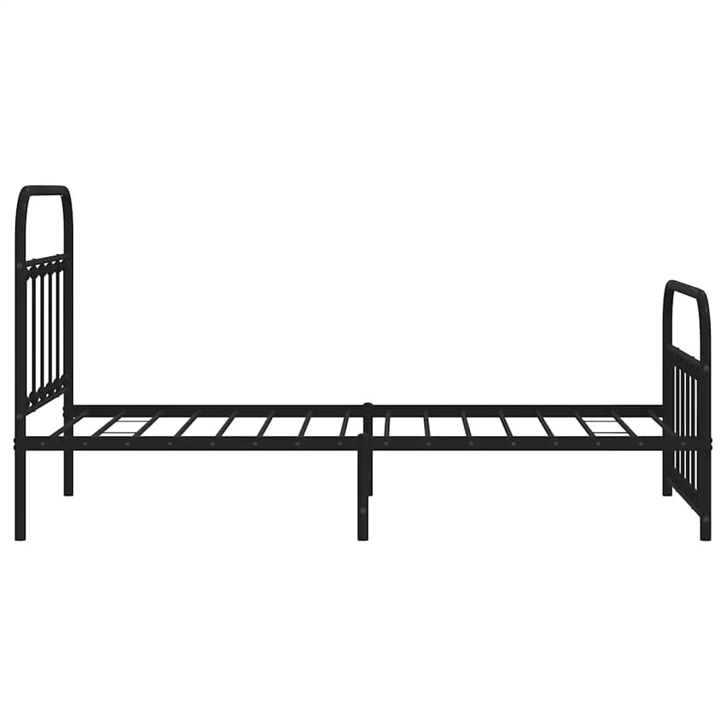 Sleek Black Metal Bed Frame with Footboard - 100x190cm