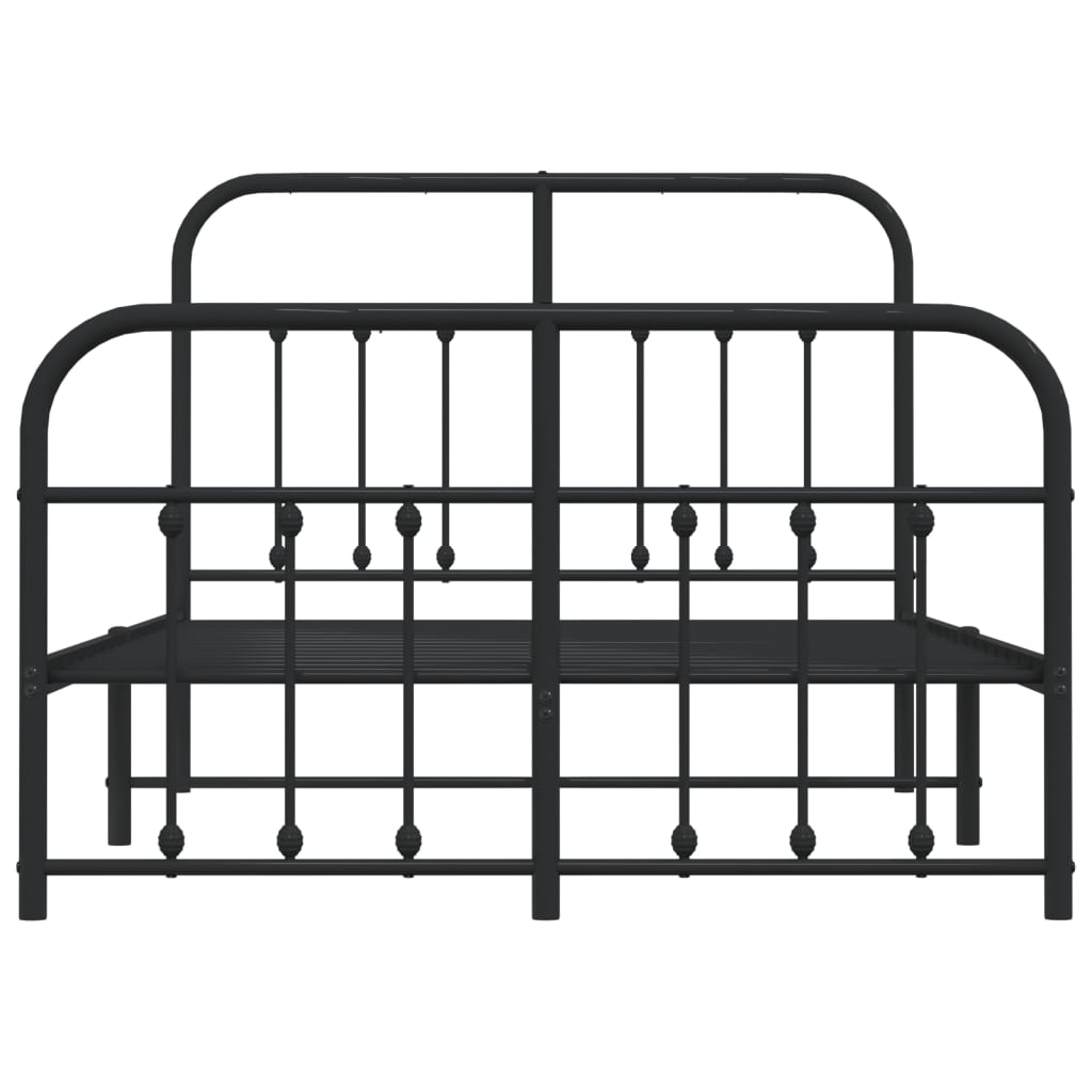 Elegant Black Metal Bed Frame with Footboard, 120x190cm