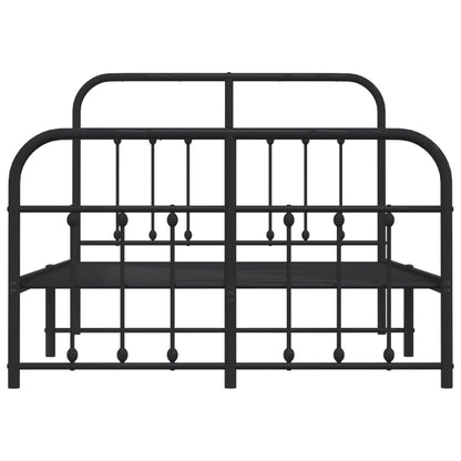 Elegant Black Metal Bed Frame with Footboard, 120x190cm