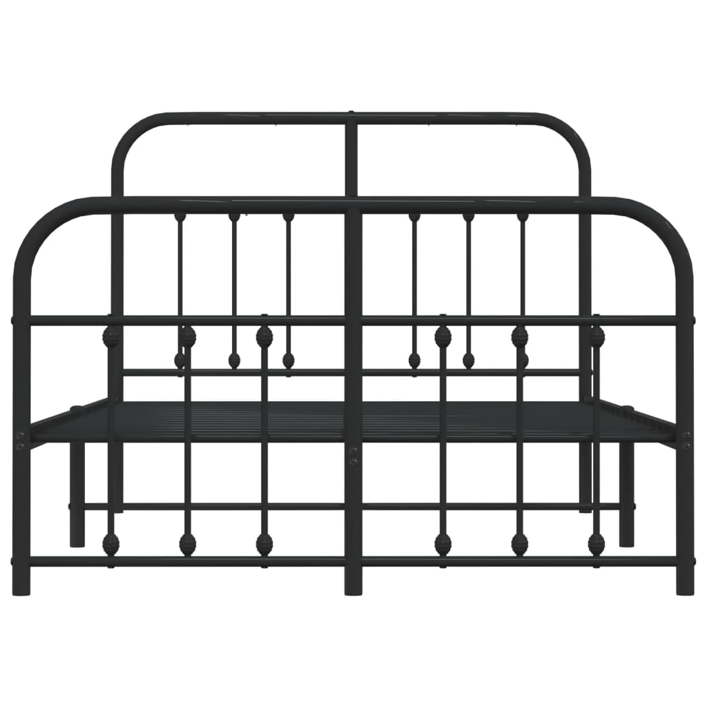 Sleek Black Metal Bed Frame with Footboard, 120x200cm