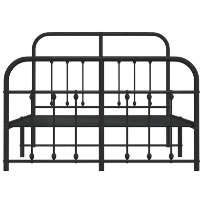 Sleek Black Metal Bed Frame with Footboard, 120x200cm