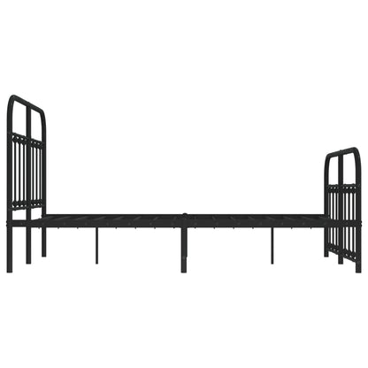 Sleek Black Metal Bed Frame with Footboard, 120x200cm