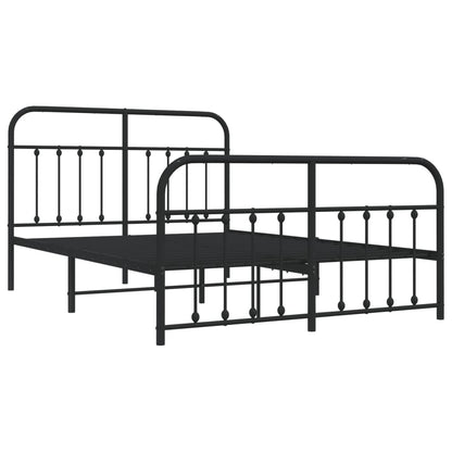 Sleek Black Metal Bed Frame with Footboard 140x200cm - No Mattress
