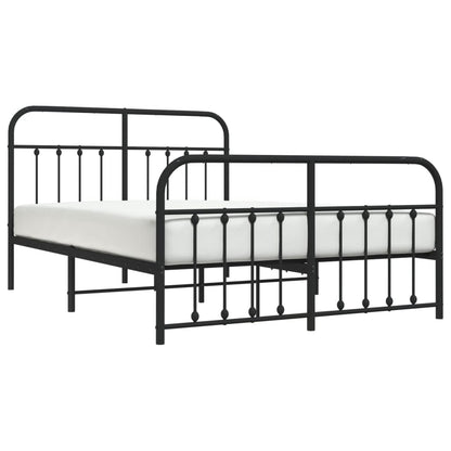 Sleek Black Metal Bed Frame with Footboard 140x200cm - No Mattress