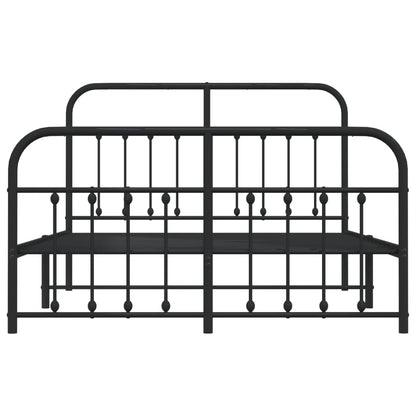 Sleek Black Metal Bed Frame with Footboard 140x200cm - No Mattress
