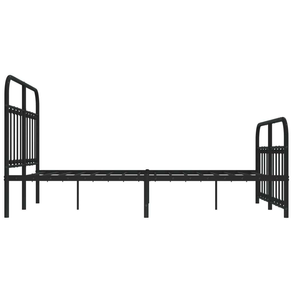 Sleek Black Metal Bed Frame with Footboard 140x200cm - No Mattress
