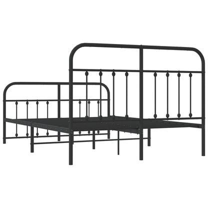 Sleek Black Metal Bed Frame with Footboard 140x200cm - No Mattress
