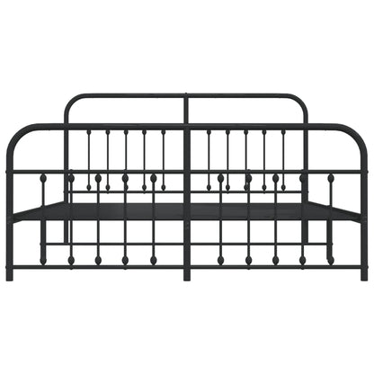 Modern Black Metal Bed Frame with Footboard, 180x200cm