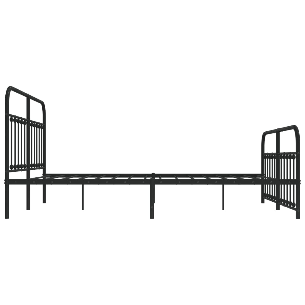 Modern Black Metal Bed Frame with Footboard, 180x200cm