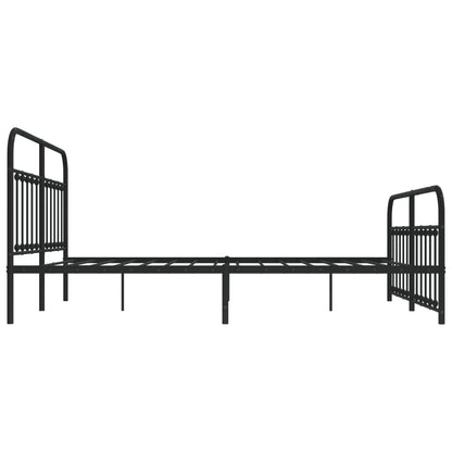 Modern Black Metal Bed Frame with Footboard, 180x200cm