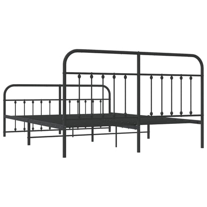 Modern Black Metal Bed Frame with Footboard, 180x200cm