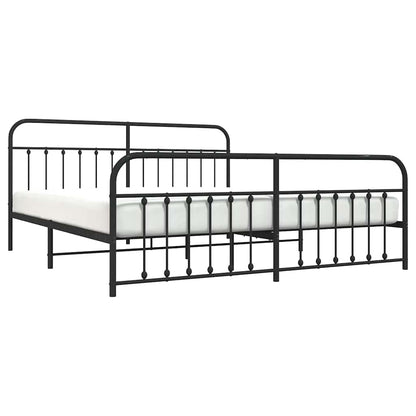 Black Metal Bed Frame with Footboard - No Mattress, 193x203cm