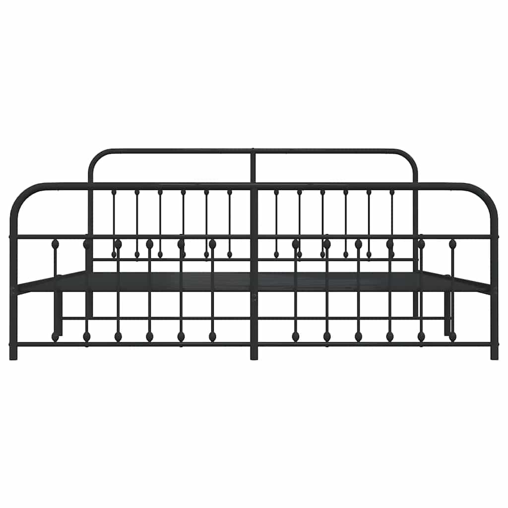 Black Metal Bed Frame with Footboard - No Mattress, 193x203cm