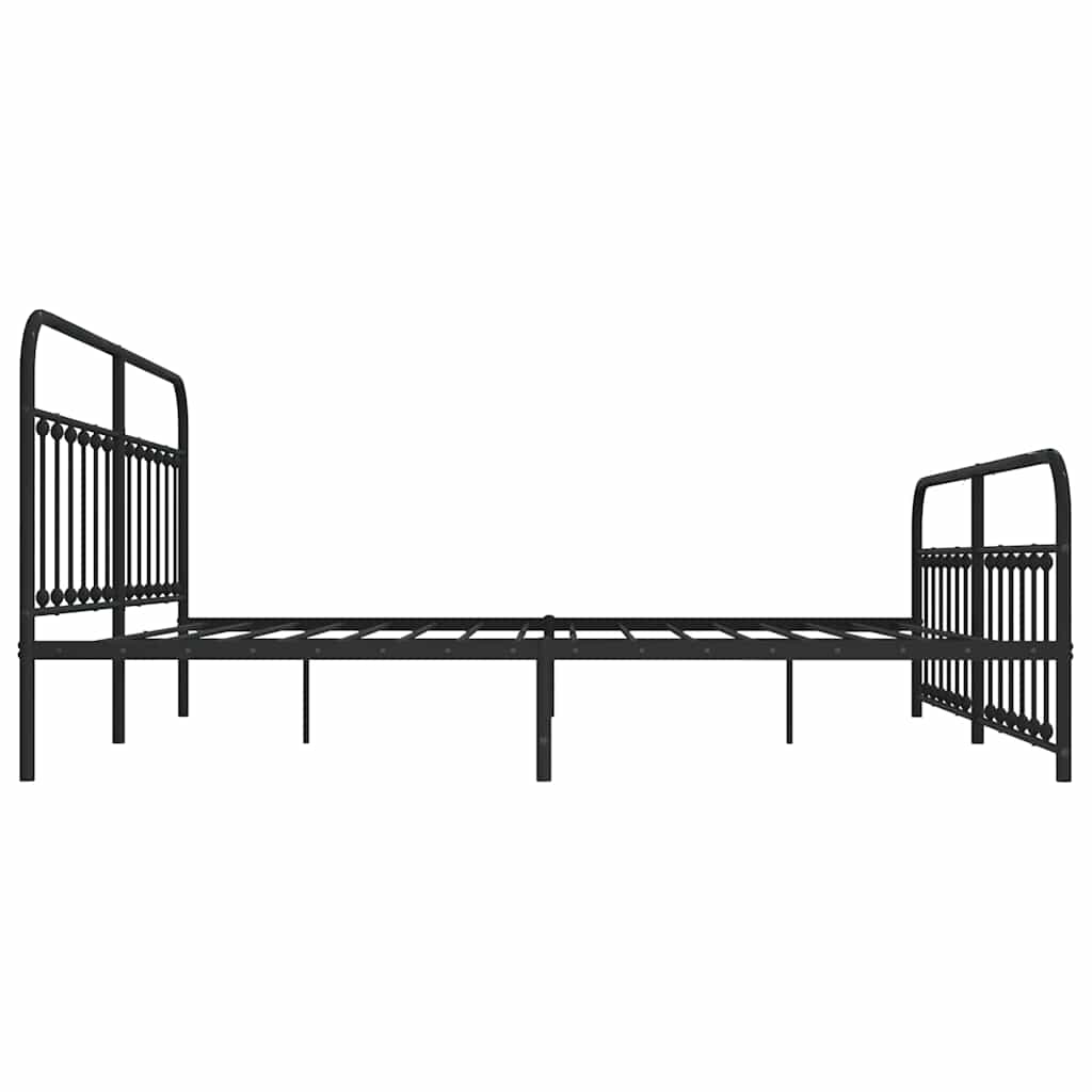Black Metal Bed Frame with Footboard - No Mattress, 193x203cm