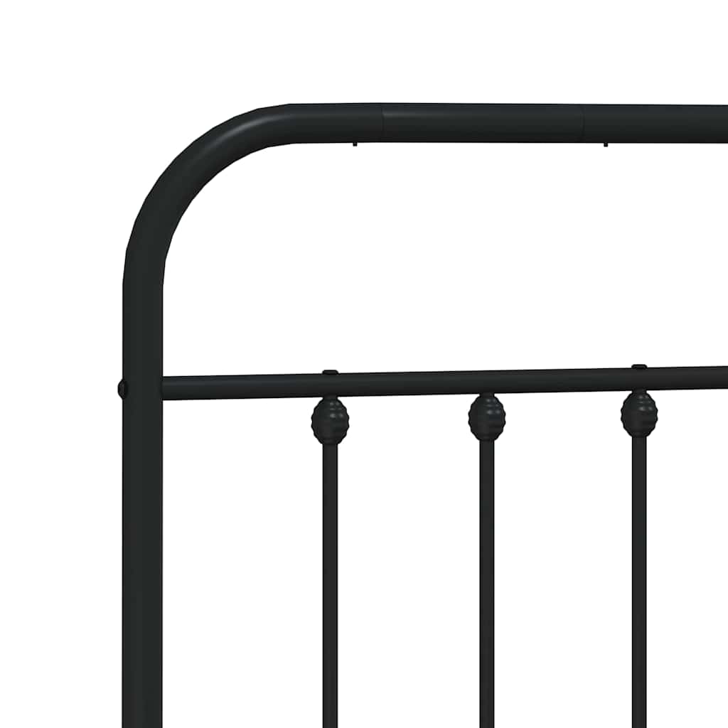 Black Metal Bed Frame with Footboard - No Mattress, 193x203cm