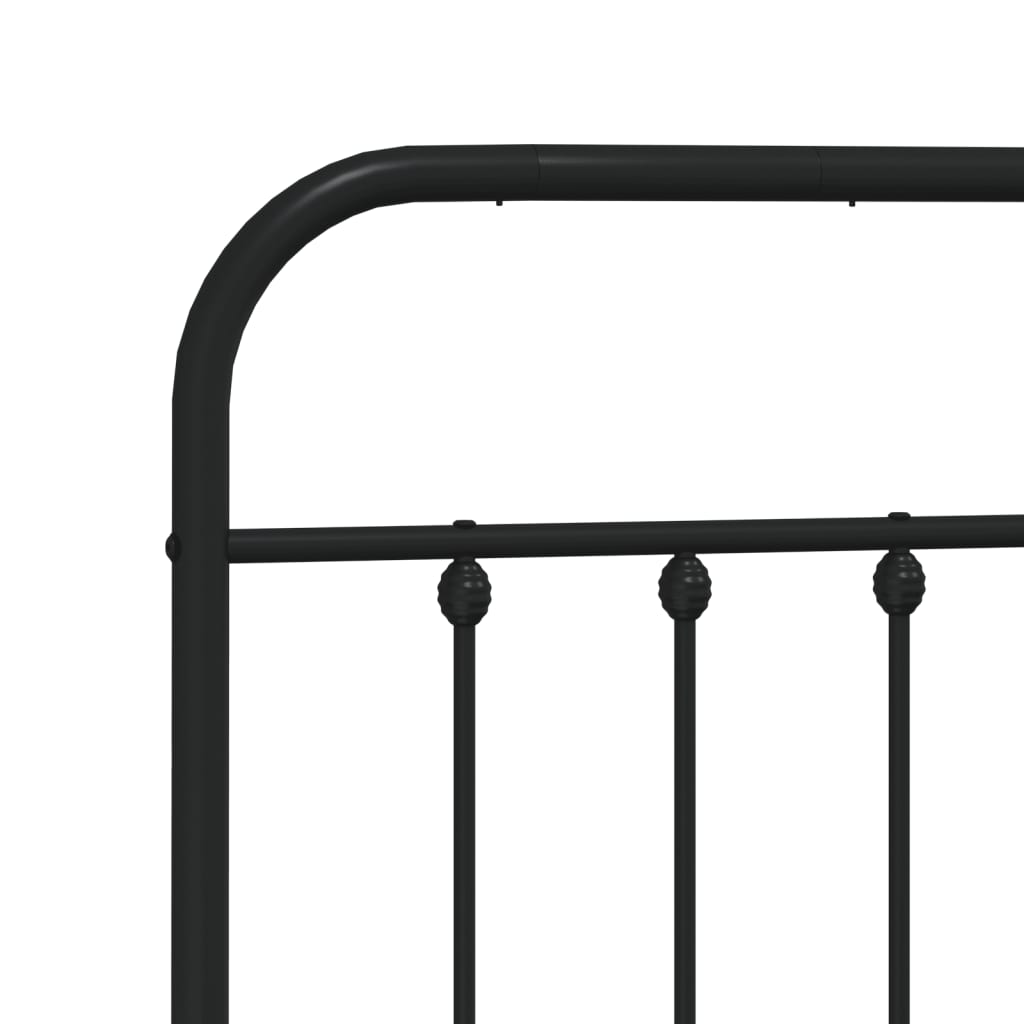 Black Metal Bed Frame with Footboard - 200x200cm, No Mattress
