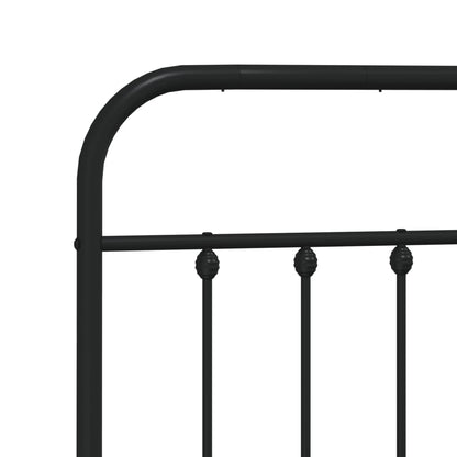 Black Metal Bed Frame with Footboard - 200x200cm, No Mattress