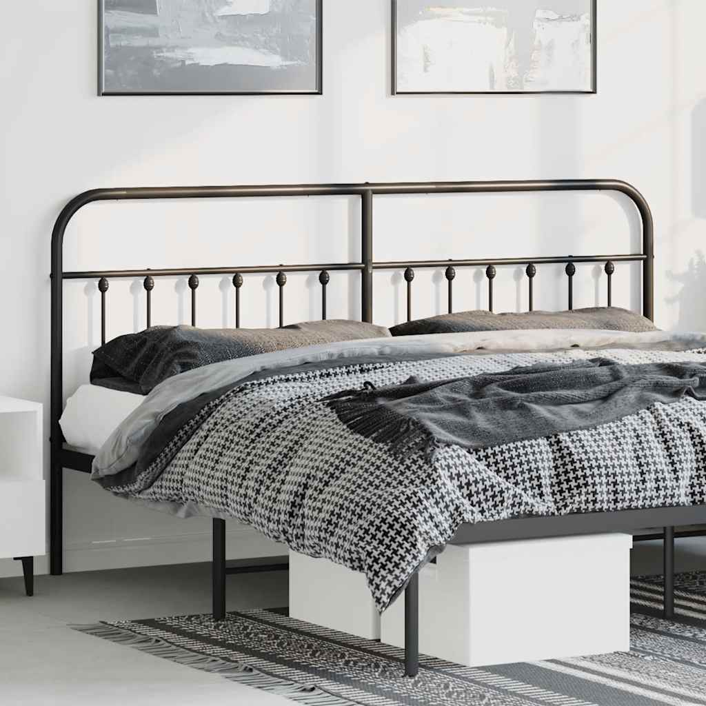 Sleek Black Metal Headboard - 193 cm Durable Steel Design