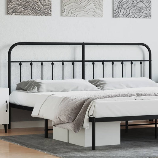 Sleek Black Metal Headboard - 200 cm Elegant Bedroom Upgrade