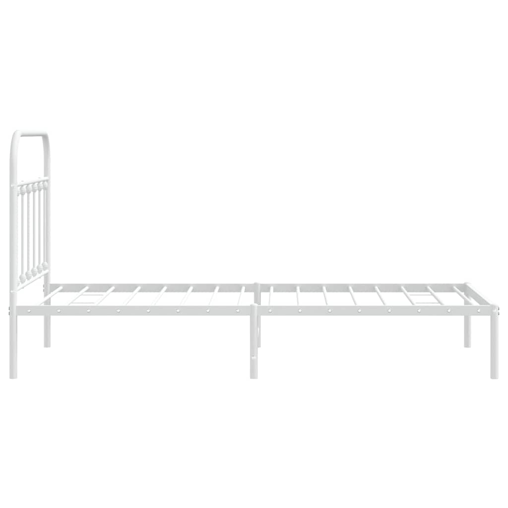 White Metal Bed Frame with Headboard, 100x190cm No Mattress