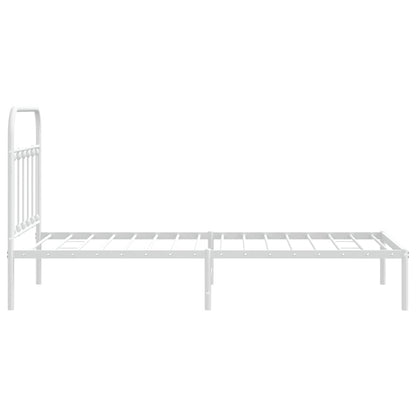 White Metal Bed Frame with Headboard, 100x190cm No Mattress