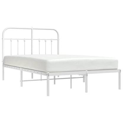 White Metal Bed Frame with Headboard, 120x190cm - No Mattress