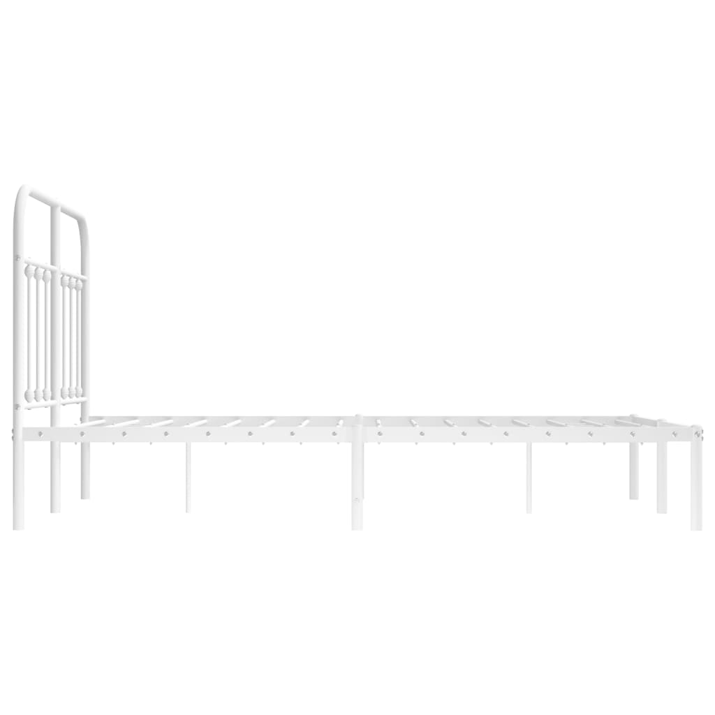 White Metal Bed Frame with Headboard, 120x190cm - No Mattress