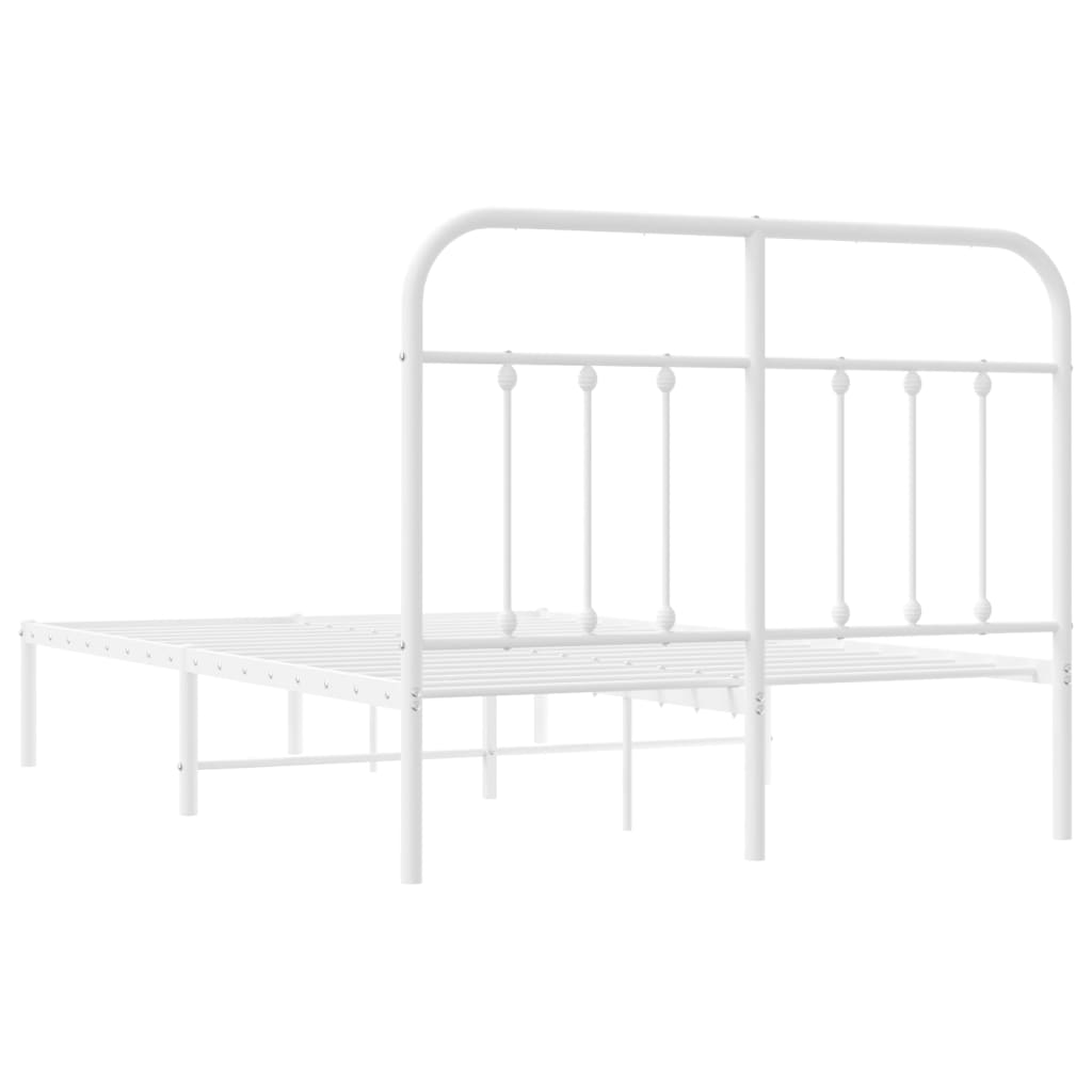 White Metal Bed Frame with Headboard, 120x190cm - No Mattress