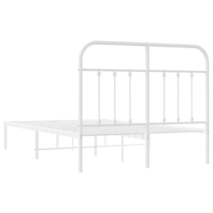 White Metal Bed Frame with Headboard, 120x190cm - No Mattress