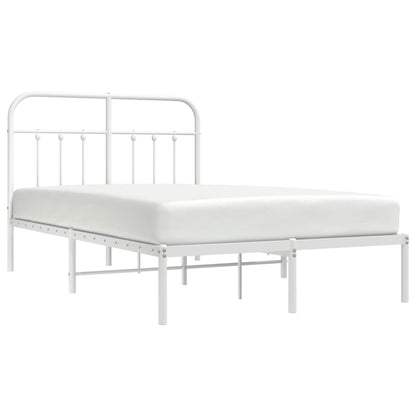 White Metal Bed Frame with Headboard, 120x200cm, No Mattress